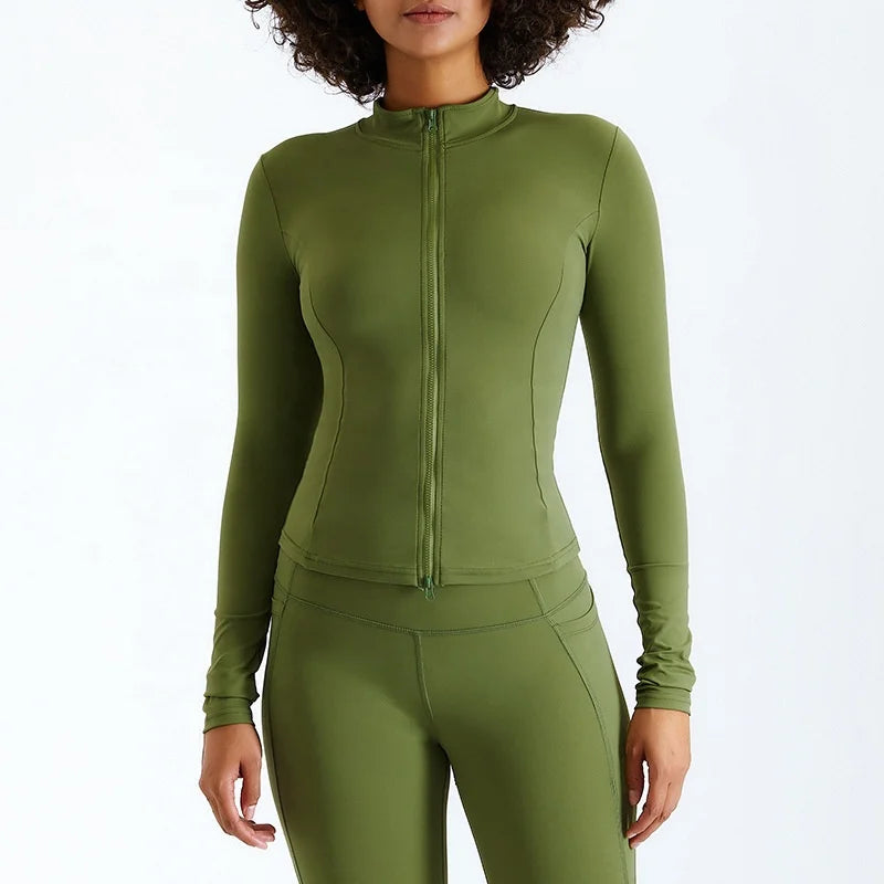 Custom OEM Recycled Polyester Breathable Eco-Friendly Yoga Jacket for Women Fitness Workout