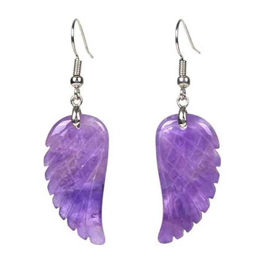 HZ Gemstone Earrings Amethyst Angel Wing Earrings Jewelry Gemstone Women Earrings