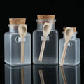 200g Frosting square Bath Salt Bottle Cosmetic Packaging Jar Empty Food Bottle with Wooden Lid and Spoon