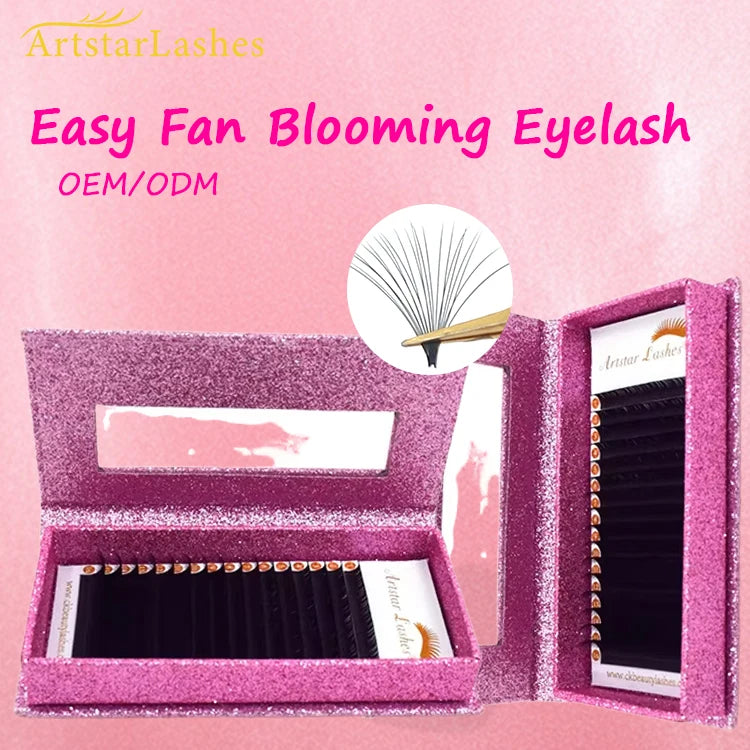 Custom Lash Trays 12 Rows Matte Black Easy Fan Professional Rapid Blooming Eyelash Extension