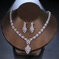 2022 Wholesale Wedding Jewelry Exquisite Bridal Jewelry Set Beautiful Flower Zircon Necklace Earrings Set for Women