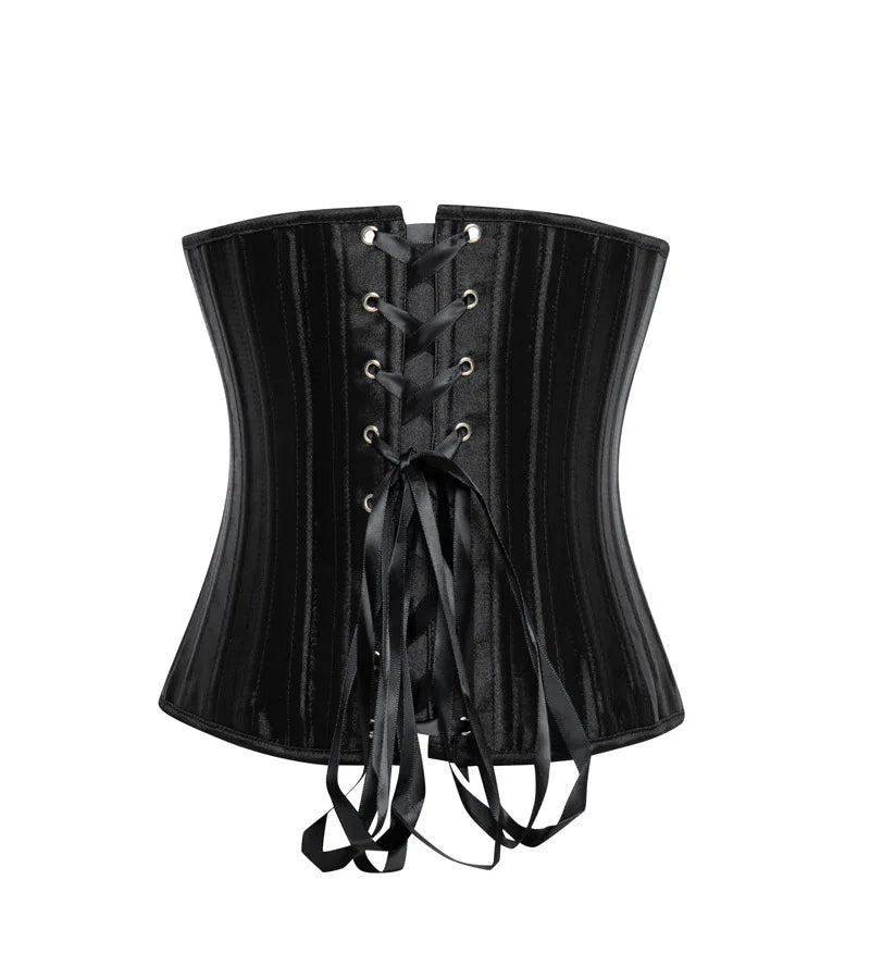 Plus Size 24 Double Steel Bones Satin Waist Control Underbust Heavy Duty Waist Training Corset Shaper