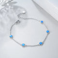 Fine Jewelry S925 Sterling Silver Adjustable Round Blue Opal Chain Bracelet for Women