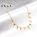 Ason 2023 Fashion New Design Necklace Women's Stainless Steel 10 Blue Beads Round Accessories Pendant Necklace