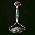 HY Latest products massage stone rhodonite jasper flower handle jade roller facial massage roller