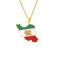 Party Gifts Man Stainless Steel Iran Map Flag Pendant Necklaces