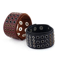 Wholesale Circle Eyelet Wide Leather Men Women Adjustable Jewelry Leather Bracelet