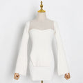 TWOTWINSTYLE Korean Knitted Two Piece Set Women Long Sleeve Sweater High Waist Skirt