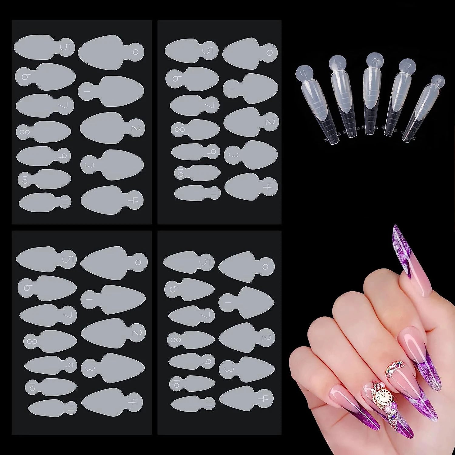 French Nail Tip Dual Form Guides Transparent Soft Silicone Pad Nail Extension Dual Forms