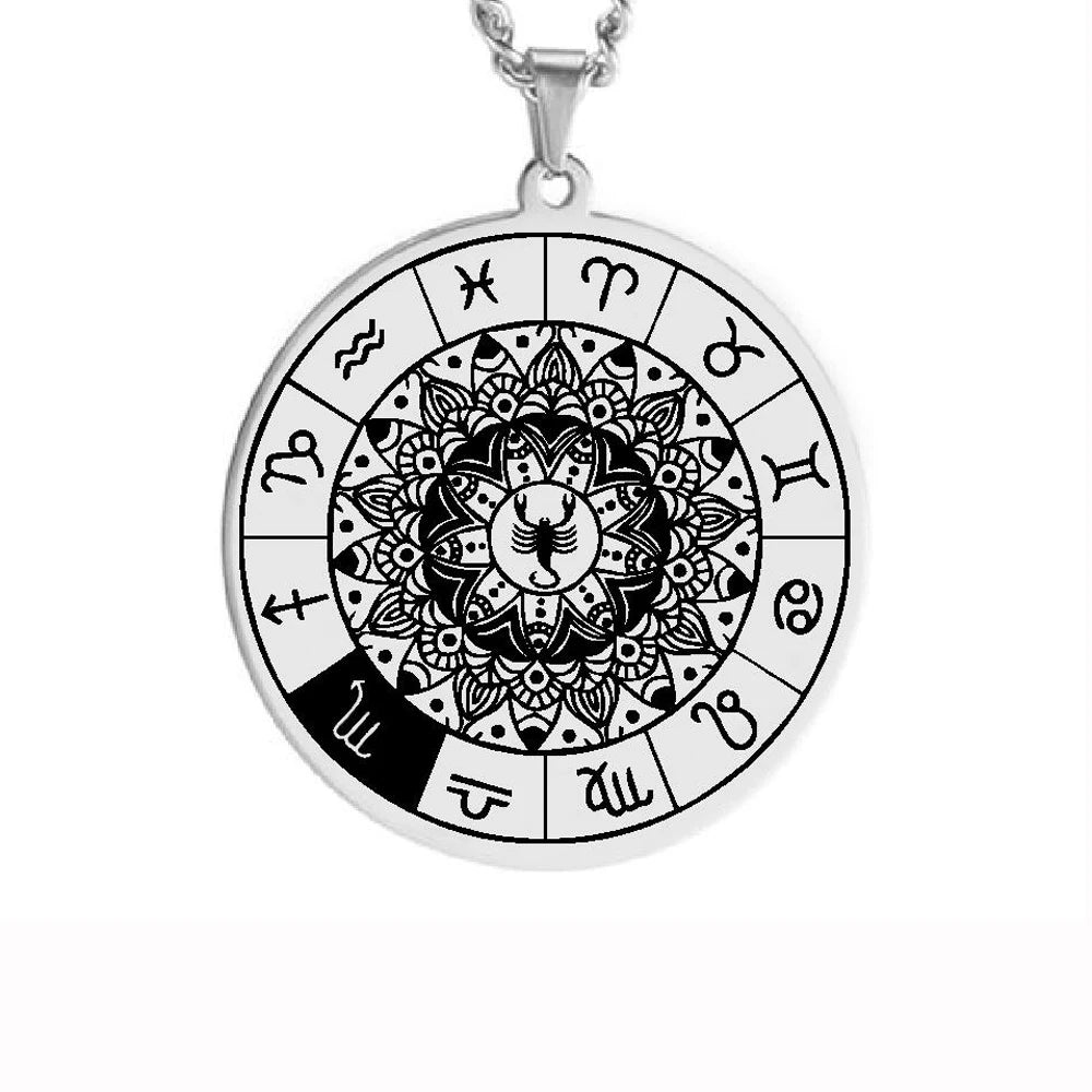 HLSS067--078 Laser Engraving 12 Zodiac Astrology Horoscope Gift Idea Art Print Stainless Steel Pendant Necklace