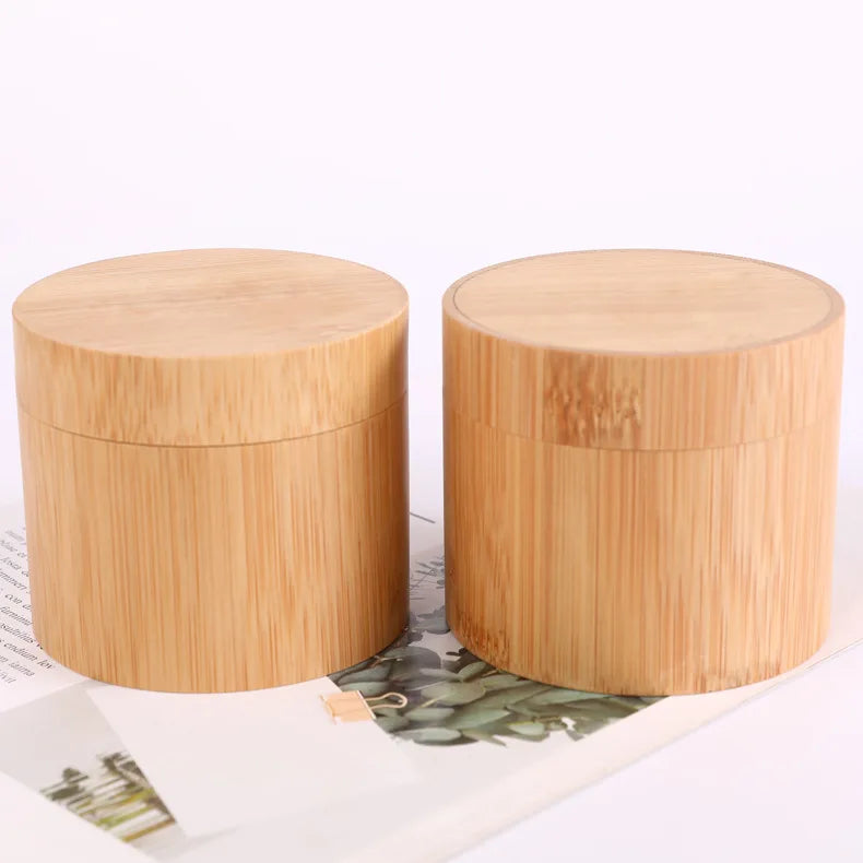 Custom Logo Eco Friendly ALL Bamboo Packaging Jars Round Makeup Pad Storage Jar Box Containers for Jewelry