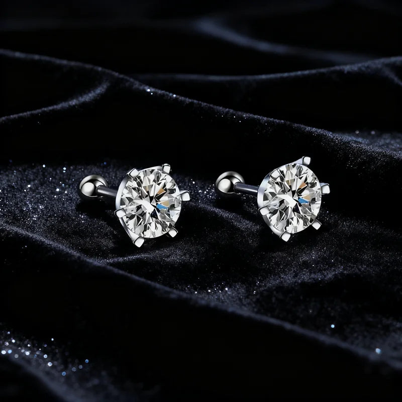 Wholesale 2Ct Moissanite Screw Standard Earrings S925 Sterling Silver VVS D Color Six Prong Stud Earrings for Men and Women