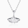 Sterling Silver 925 Jewelry Necklace Pure Silver Ginkgo Leaf Pendant Necklace Women Pure S925 Silver Box Chain Necklace