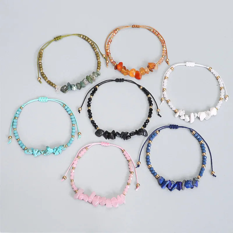 2025 Crystal 2022 New Handmade Braided Rope Bracelet Color Irregular Gravel Glass Seed Beads Bracelet  for Women Jewelry
