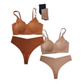Hot Sale Four Size V Neck Comfy Seamless Wire Free Sexy Lingerie Women Removable Breathable Padded Camisole Bra Set for Women