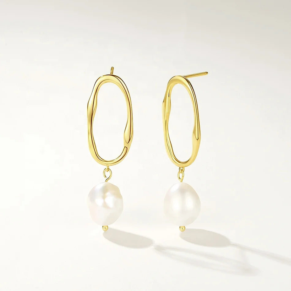 Nagosa Fashion Women Jewellery 18k Gold Vermeil 925 Sterling Silver Shell Pearl Stud Earrings