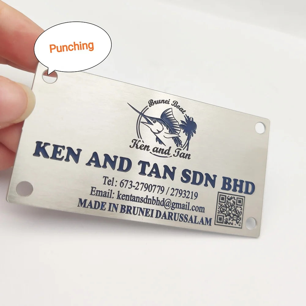 Custom Brushed Metallic Stainless Steel Label Metal Logo Sticker Stainless Steel 3D Embossed Sticker/stainless Steel Plates