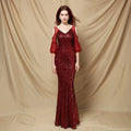 18626# Polyester Thread Fringe Bead Fishtail Banquet Elegant Temperament Network Red Hosted Car Model Party Dress Woman