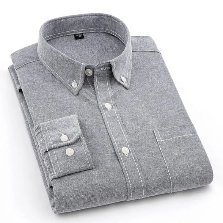 Oxford Mens Long-sleeved Shirts Casual White Red Blue Gray Green Navy Business Shirt Men Long Sleeve Slim Button up Shirt