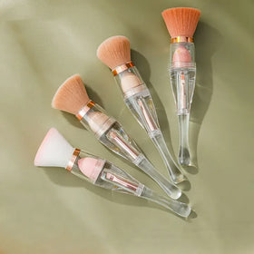 4 in 1 MultiFunction Travel Acrylic Cosmetic Private Label Pink Makeup Brushes Set