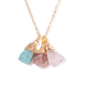 Trendy Irregular Three Stones Pendant Stainless Steel Chain Natural Raw Stone Necklace for Women