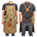 Industrial Heavy Duty Wax Canvas Multifunctional Pocket Bib Apron Barber Woodworking Waterproof Oil Proof Workwear European