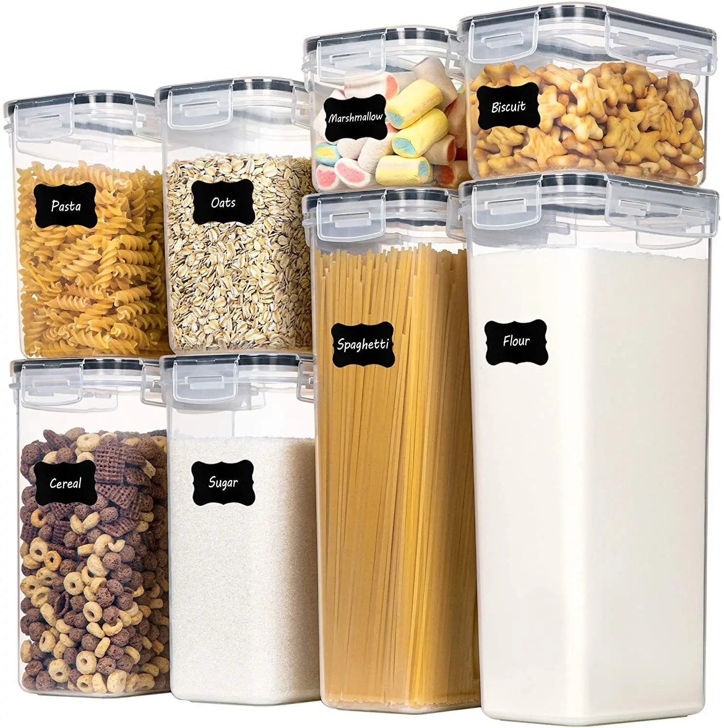 16 Pcs Airtight Food Storage Containers with Lids Plastic Kitchen and Pantry Organization Canisters for Cereal Dry Food