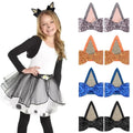 MIO 3D Children Cartoon Cat Ear Bow Tie Hairpin Dog Ears Hairpins Party Hair Accessories for Girls Glitter Hair Clip Set