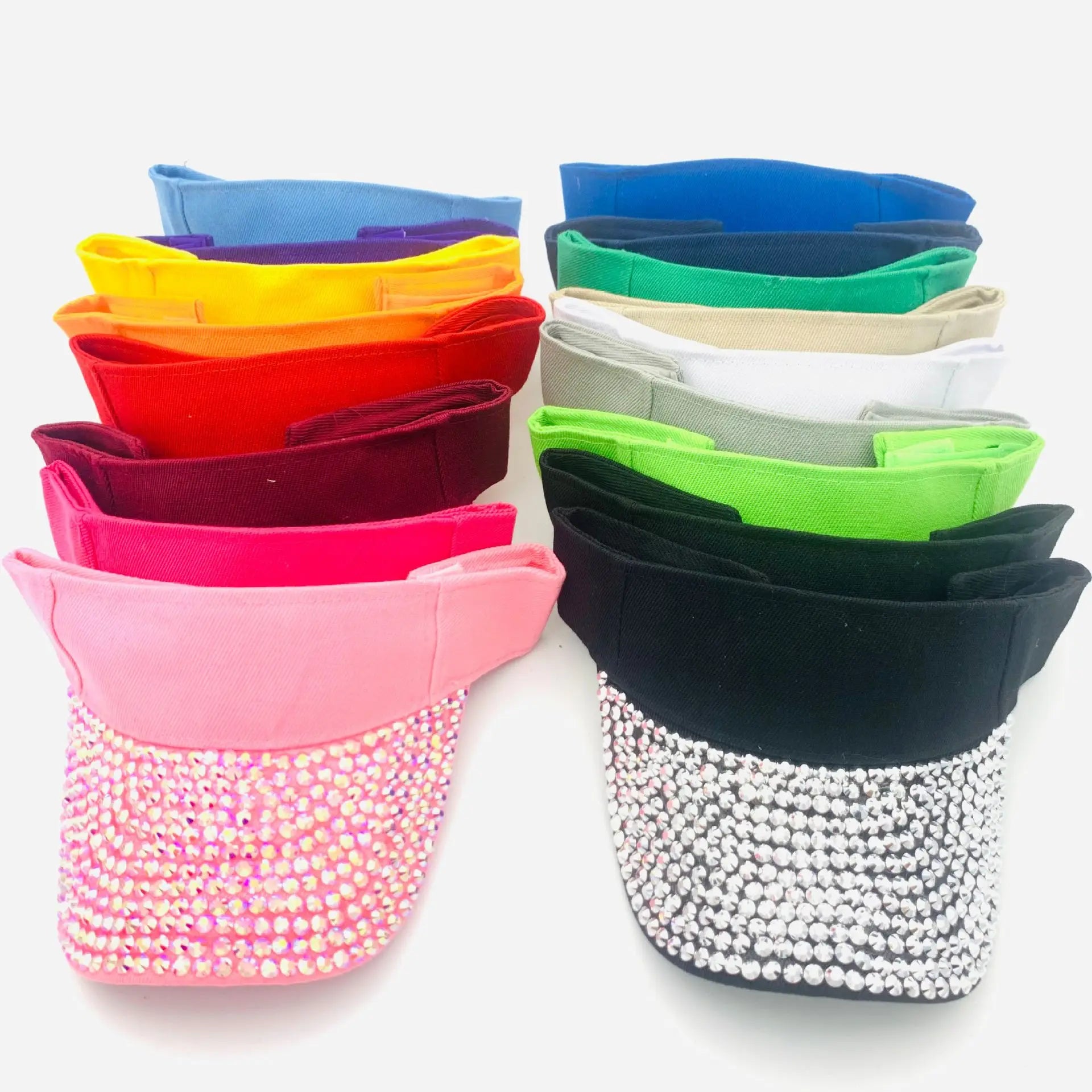Fashion Bedazzled Bling Visor Cap Hat Adults Embellished with Rhinestone for Outdoor Sports Travel Fishing Daily Use