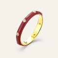 Hot Selling New Arrival 18K Gold Plated 925 Sterling Silver Ring With White CZ Red Enamel Customizable Colorful Wedding Jewelry