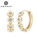 New Design 14K Yellow Gold Plated 925 Sterling Silver Circle Earrings Round Cut 2.2mm Moissanite Flower Hoop Earring