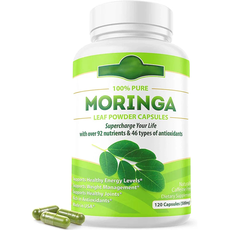 Weight Management Supplement Moringa Leaf Power Extract Vegan Capsules for Adult Slimming Antioxidant