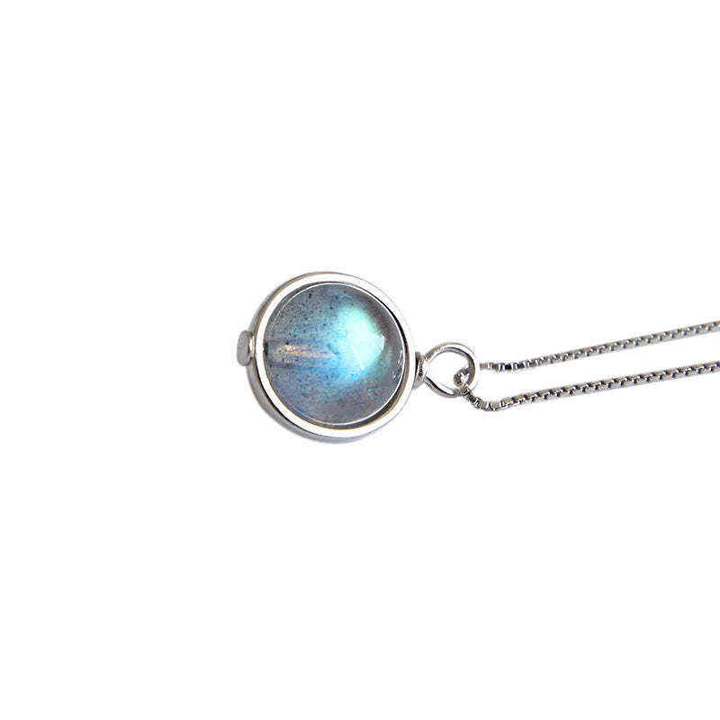 VIANRLA 925 Sterling Silver Moonstone Rhodium Plated Necklace Minimalism Style for Women