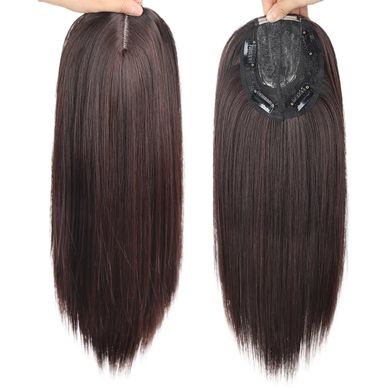 14/18/22inch Wig Piece Female Straight Hair on Top Head High Temperature Fiber Cover White Hair