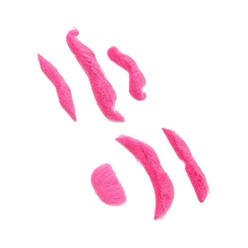 Joyful Funny Fake Beard Light Soft Lint Skin Friendly Pink Self Adhesive Fake Mustache Set Children's Holiday Dress up Prop