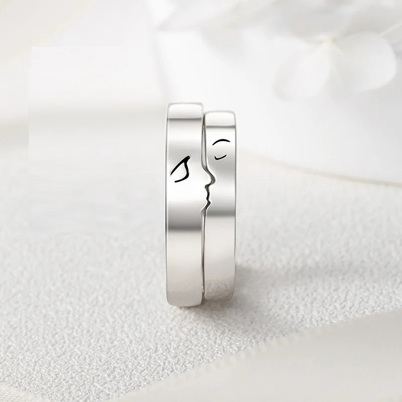Valentine's Day Gift Men Women Couple Romantic Kiss Ring Exaggerated Love Series Figure Ring Finger Chic Gift Creative