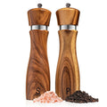 Wooden Salt and Pepper Grinder Set Sustainable Acacia Wood 8 Inch Elegant Pepper and Salt Grinder Set