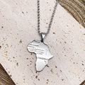 Messia Trendy Punk Custom Engraved Jewelry Stainless Steel Silver Africa Map Shape Pendant Necklace
