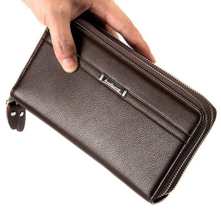 Wholesale for Baellerry Large Capacity Men's Zipper Wallet Pu Leather Mens Purse Clutch Phone Money Holder Long Design