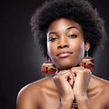 Africa Tribal Fabric Landscape Woman African American Art AFRO Girl Artistic Black Ethnic Natural Wood Wooden Drop Earrings