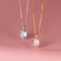 Fashion Minimalist Jewelry 925 Sterling Silver Small Necklaces Simple Single Four Claw Round Diamond Gold Plated Necklaces Women