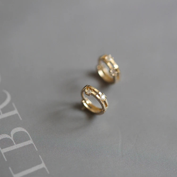 Gold Plated Earrings Hoops Elegant Hoop Earrings With Cubic Zircon Hoop Earrings