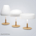 Modern Mushroom Table Lamp Wood Base Desk Light Nordic Bedroom Living Room Office Desk Lamp Aluminum Decor LED Lighting Fixtures
