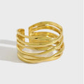 Wholesale Fashion Multi Layers Women Ring Minimalist 925 Sterling Silver Minimalist Ring Rhodium Gold Plated Adjustable Ring