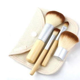 4 Pcs Eco-friendly Bamboo Handle Makeup Brush Bamboo Brushes Makeup Mini Bamboo Makeup Brush