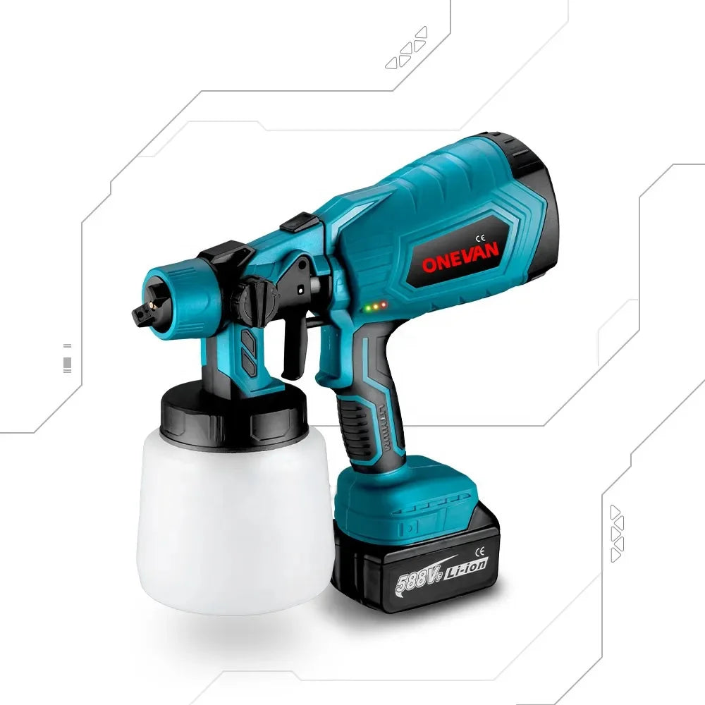 1000ML Electric Cordless Spray Gun Paint Sprayer Auto Furniture Steel Coating Airbrush 3 Nozzle Compatible