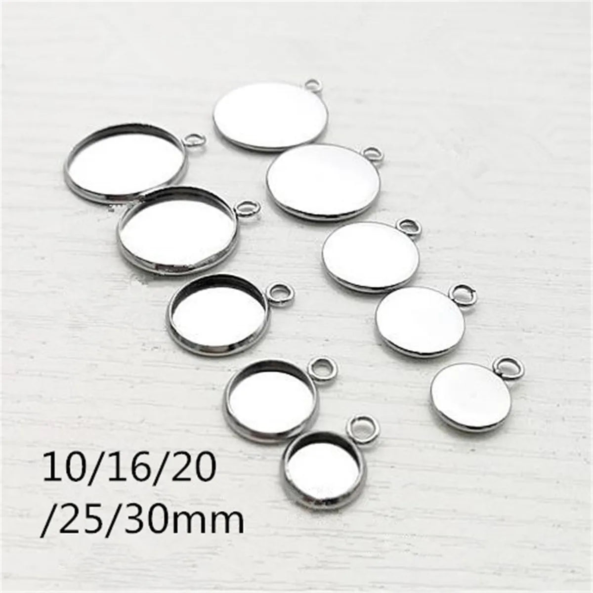10pcs Stainless Steel Metal Pendant Blank Settings Base Bezel Trays Fit Cabochon Glass Jewelry MakingHot Sale Products