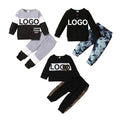 3 Months Baby Boy Casual Outfits Pants Sets 6 Months Long Sleeve Leopard Prints Tops Elastic Pants 2PCS Set Black