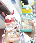 Kids Water Drinking Bottle BPA Free Push Button Chug Lid Travel Water Bottle Water Bottle with Cute Design for Children