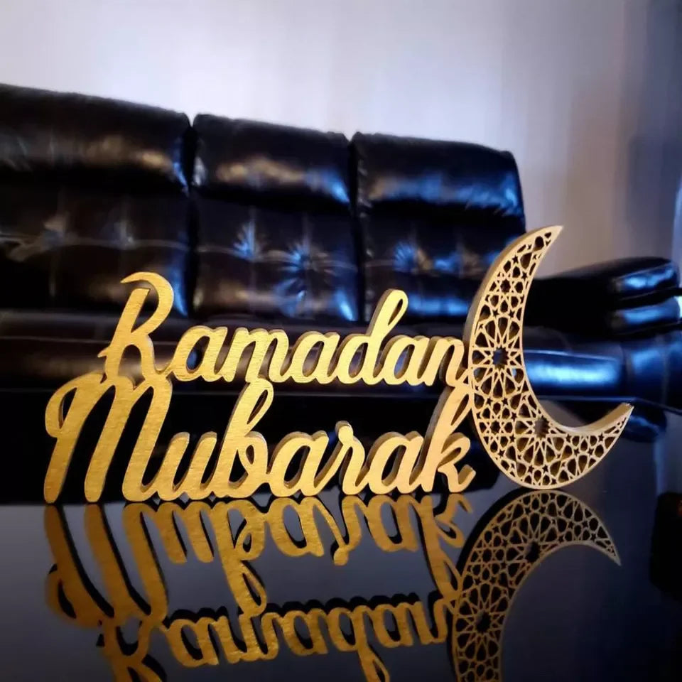 Eid Mubarak Sign Wood Sign for Ramadan Party Decorations Islamic Decor for Table or Shelves for Party Supplies Ramadan Decor